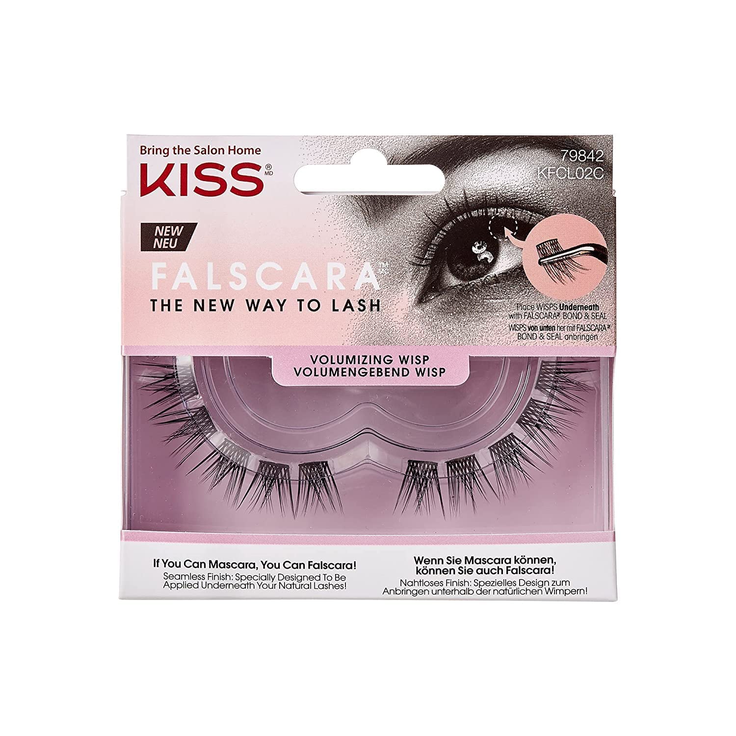 KISS Falscara DIY Eyelash Extension Lengthening Wisps - Featherlight Synthetic Reusable Artificial Eyelashes Multipack of 24 Mini Lash Clusrters for that Authenitic Eyelash Extension Look