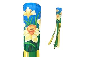 Madrona Brands Daffodil Flower Windsock | Durable Outdoor Hanging Decoration | Yard, Garden, Patio, Deck and More | 48 Inch