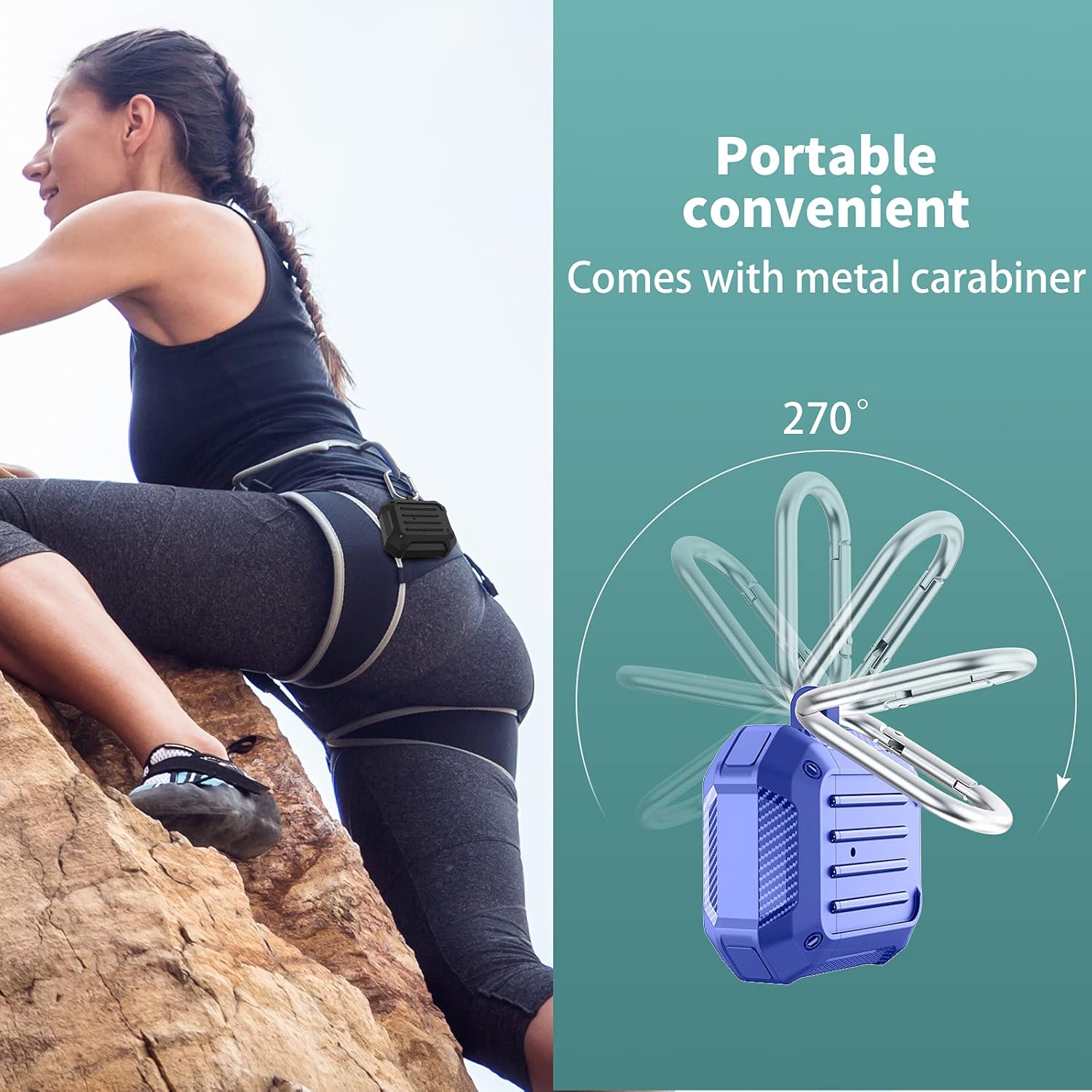 AirPods Case Cover, RFUNGUANGO Full-Body Rugged Shock Proof Protective Skin with Keychain for Men Boy Women with Airpods 2 & 1 Charging Case-Blue