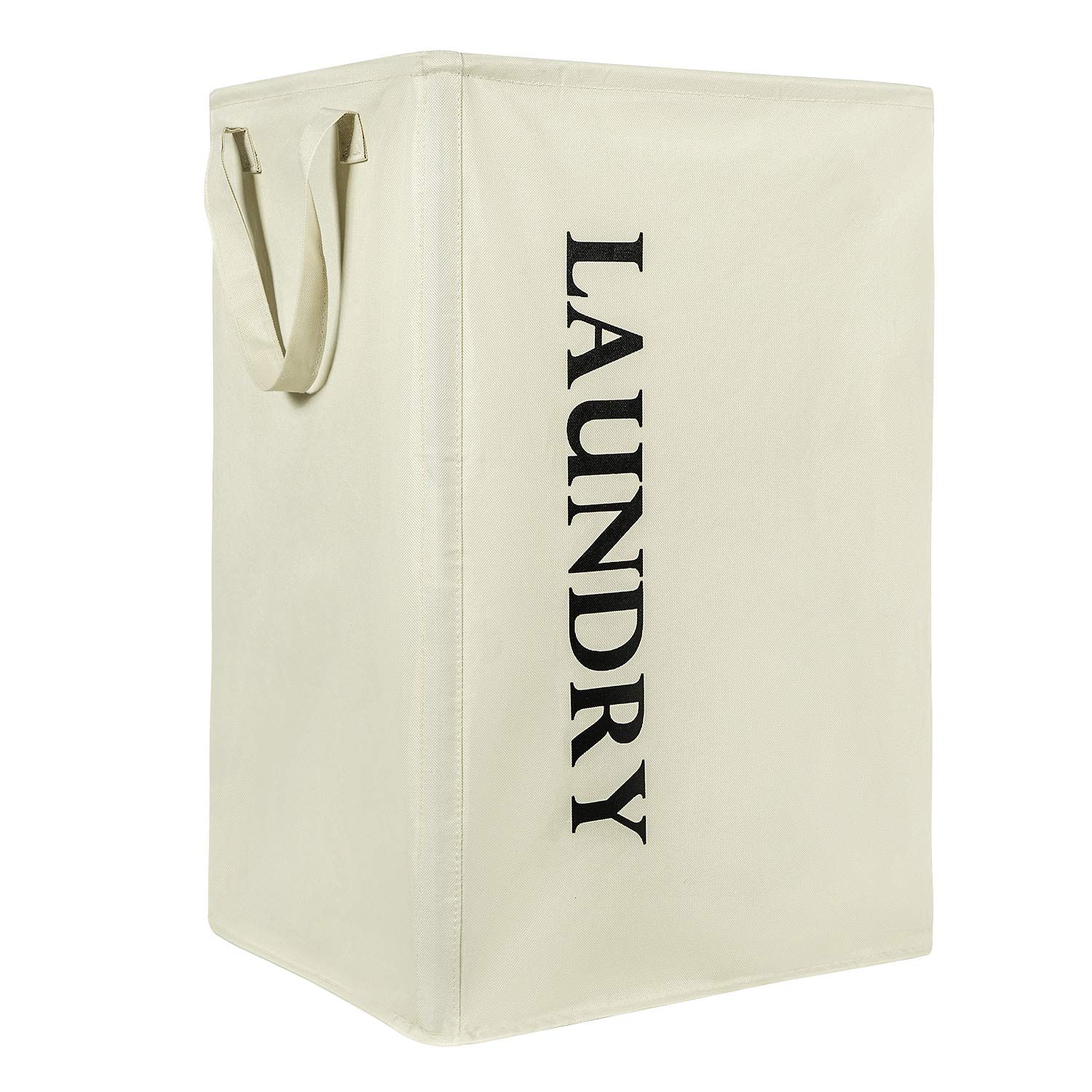 Chrislley Large Laundry Basket with Handles Collapsible Laundry Hamper Foldable Rectangular Laundry Bin 600D Oxford Fabric Waterproof Laundry Bag 73.6L (Beige)