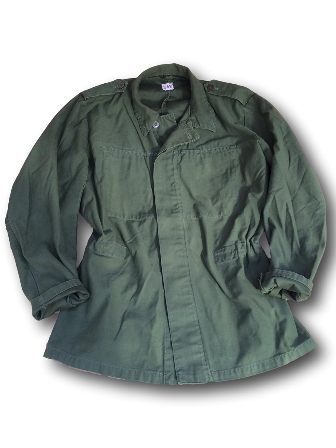 Swedish Army Issue M48 plain Olive Fatigue jacket,heavy shirt Amazon