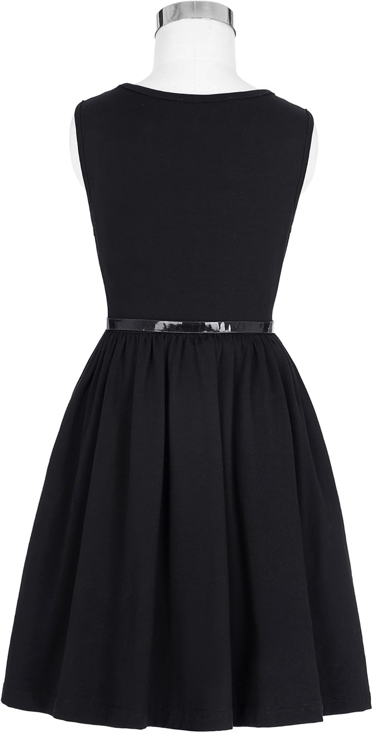 GRACE KARIN Girls Sleeveless Crew Neck Floral A-Line Dress: Clothing