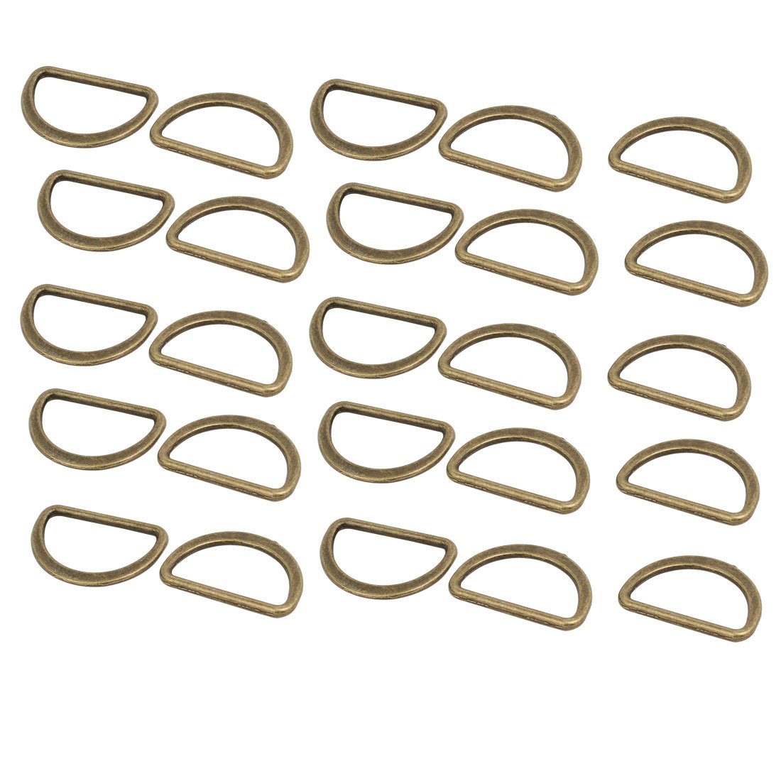 sourcingmap 25mm Inner Width Zinc Alloy Flat Typed D Welded Ring Bronze Tone 25pcs