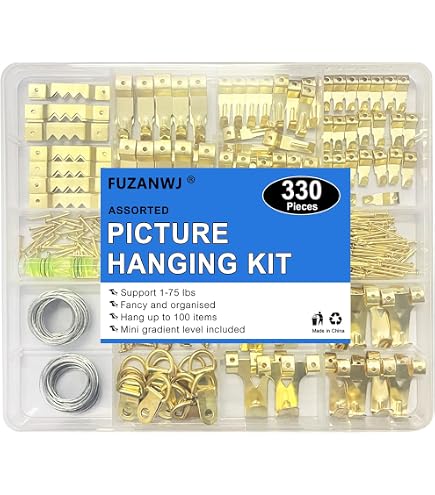 Dianrui Bilderaufhänger-Set, 353-teilig – Mit Sägezahn, D-Ringen, Schrauben & Mini-Wasserwaage
