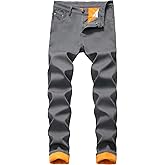 GUNLIRE Men's Thermal Fleece Lined Jeans Winter Slim Fit Thicken Stretch Warm Denim Pants