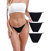 Buankoxy Women's Low-Rise String Bikini Panty Stretch Hipster Briefs 3 Pack
