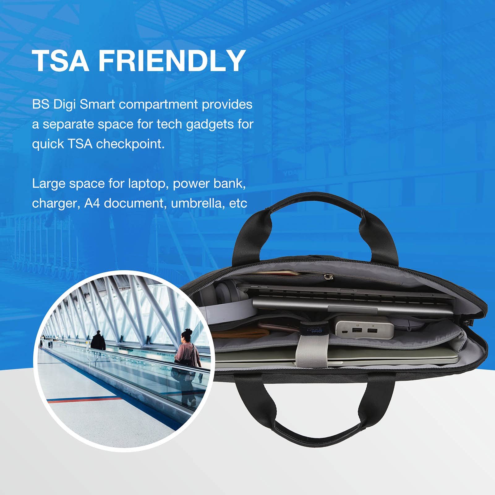 BAGSMART 15.6 Inch Laptop Case for Business Travel, Water-Resistant Protective Computer Bag, Office Briefcase Organizer, Black