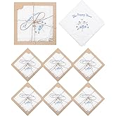 Kinlop 6/12 Pack Embroidered Wedding Happy Tears Handkerchiefs, 11"x11" Lace Handkerchiefs, Something Blue Gift for Bride