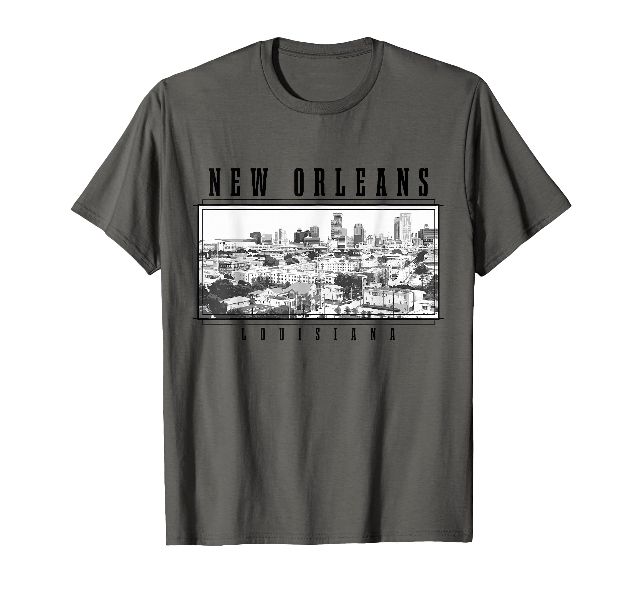 New Orleans Louisiana Vintage Skyline Black & White Nola T-Shirt