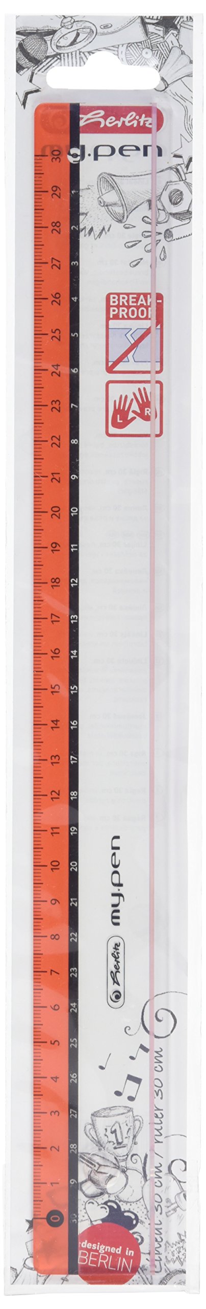 Herlitz My Pen, Ruler, Plastic, 30 cm, Assorted Colours