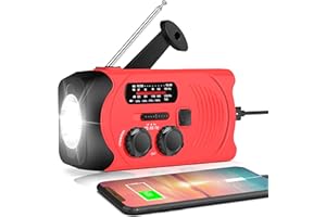 RUNNINGSNAIL Emergency Crank Radio with 2000mAh Emergency Power Bank, AM/FM NOAA Solar Powered Crank Wind Up Radio with SOS Alarm, Bright Flashlight, Emergency Power Bank for Cellphone, Used for Outdoor&Emergency