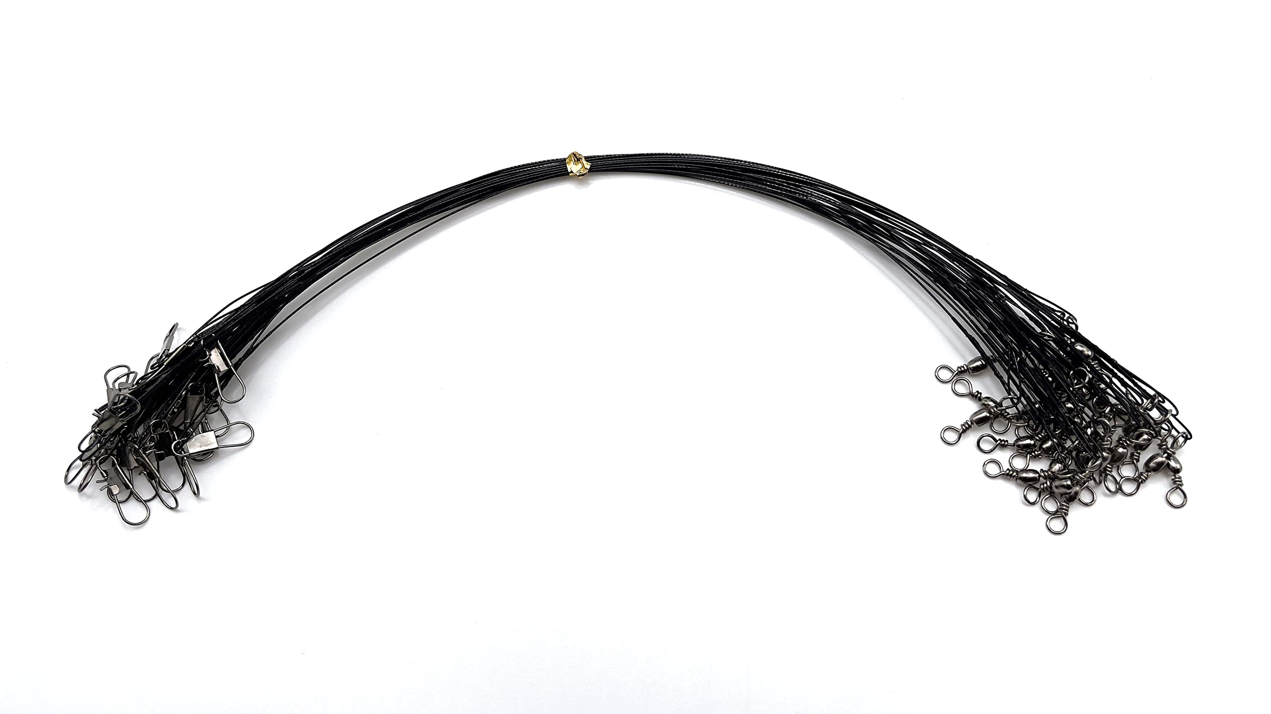EVERBAY Fishing Leaders Anti Bite Stainless Steel Fishing Line with Swivels Snap Wire Leader for Connect Lures Bait Rig Hooks, Nylon-Coated Fishing Gear Fishing Gift, Black, 20cm/30pcs
