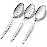BNAZIND 3-PCS Kunz Spoon | 9 Inch 18/10 Stainless Steel Serving Spoons Set Include Serving Spoon, Slotted and Perforated Spoons (Medium 9 Inch, 3 Pack All Kunz)