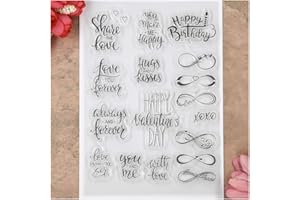 KWELLAM Words Share The Love Heart Happy Valentine's Day Happy Birthday Clear Stamps for Card Making Decoration and DIY Scrapbooking
