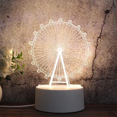 Regali Di Natale Per Signore.Lubinxun Regali Di Natale 3d Usb Lampada Da Notte In Acrilico Led Tavolo Scrivania Decorazioni Per Camera Da Letto Regalo Lampada Bianca Calda Signore Presenti Ruota Panoramica Amazon It Illuminazione