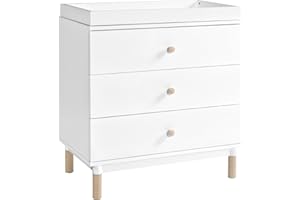 Babyletto Gelato 3-Drawer Changer Dresser with Removable Changing Tray in White and Washed Natural, Greenguard Gold Certified