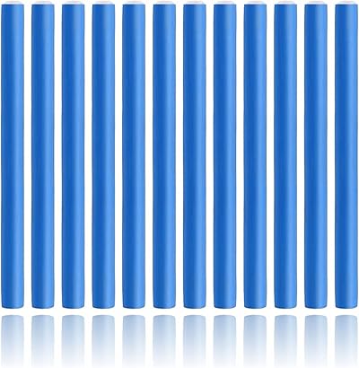 5665 12pc Blue 15mm Heatless Foam Hair Rollers Bendy Curlers Long Short Medium