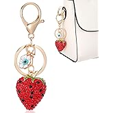 Ouligay Cute Key Chains for Women Strawberry Decor Handbag Charms Kawaii Keychain Heart Flower Daisy Key Chains Accessories Decor for Girls Purse Gift Bag Charms