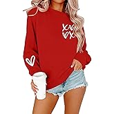 SFHFY Valentines Sweatshirt Women: Embroidery Heart Sweater Love Valentine Pullover Casual Heart Long Sleeve Shirts