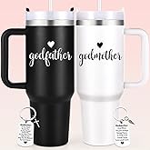 LiqCool Godparents Proposal Gift, 40 Oz Godmother and Godfather Set of 2 Tumblers, Godparents Christening Gifts Ideas from Godchild, Best Christmas Birthday Gifts for Godparents(Black & White)
