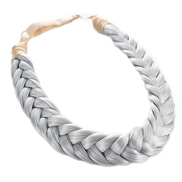 Madison Braids Women S Two Strand Headband Hair Braid Natural Looking Synthetic Hair Piece Extension Lulu Silver Grey