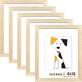 LUCKYLIFE 8x10 Picture Frame Solid Natural Wood, Display 5x7 photo with Mat or 8x10 without Mat for Wall Hanging and Tabletop, Set of 5
