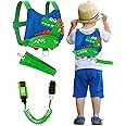 Lehoo Castle Toddler Leash for Boys, 4-in-1 Toddler Harness with Leash with Anti Lost Wrist Link for Kids, Baby Leash for Walking, Kids Leash Backpack (Dinosaur Blue)