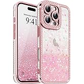 for iPhone 16 Pro Max Case Glitter, Bling Sparkle Heart Pattern Sequin Luxury Crystal Shiny Rhinestones Cover for Women Girls, Soft TPU Shockproof Protective Phone Case for iPhone 16 Pro Max, Pink