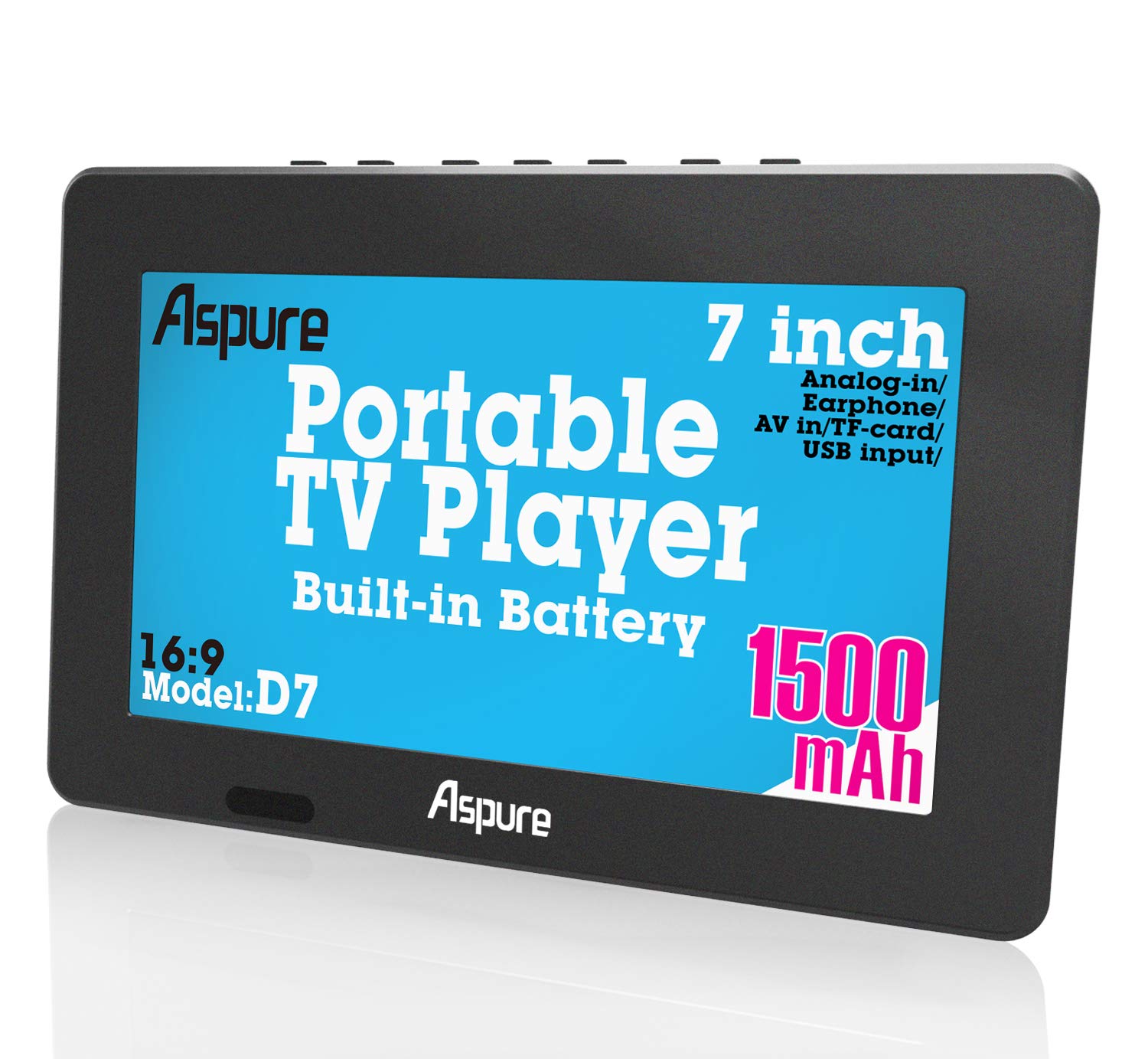 LEADSTAR 7 Inch Portable Small Digital DVB-T2 DVB-T TFT HD Screen Freeview LED TV for Car,Caravan,Camping,Outdoor or Kitchen.Built-in 1500mmAh Battery Television/Monitor with FM Multimedia Player