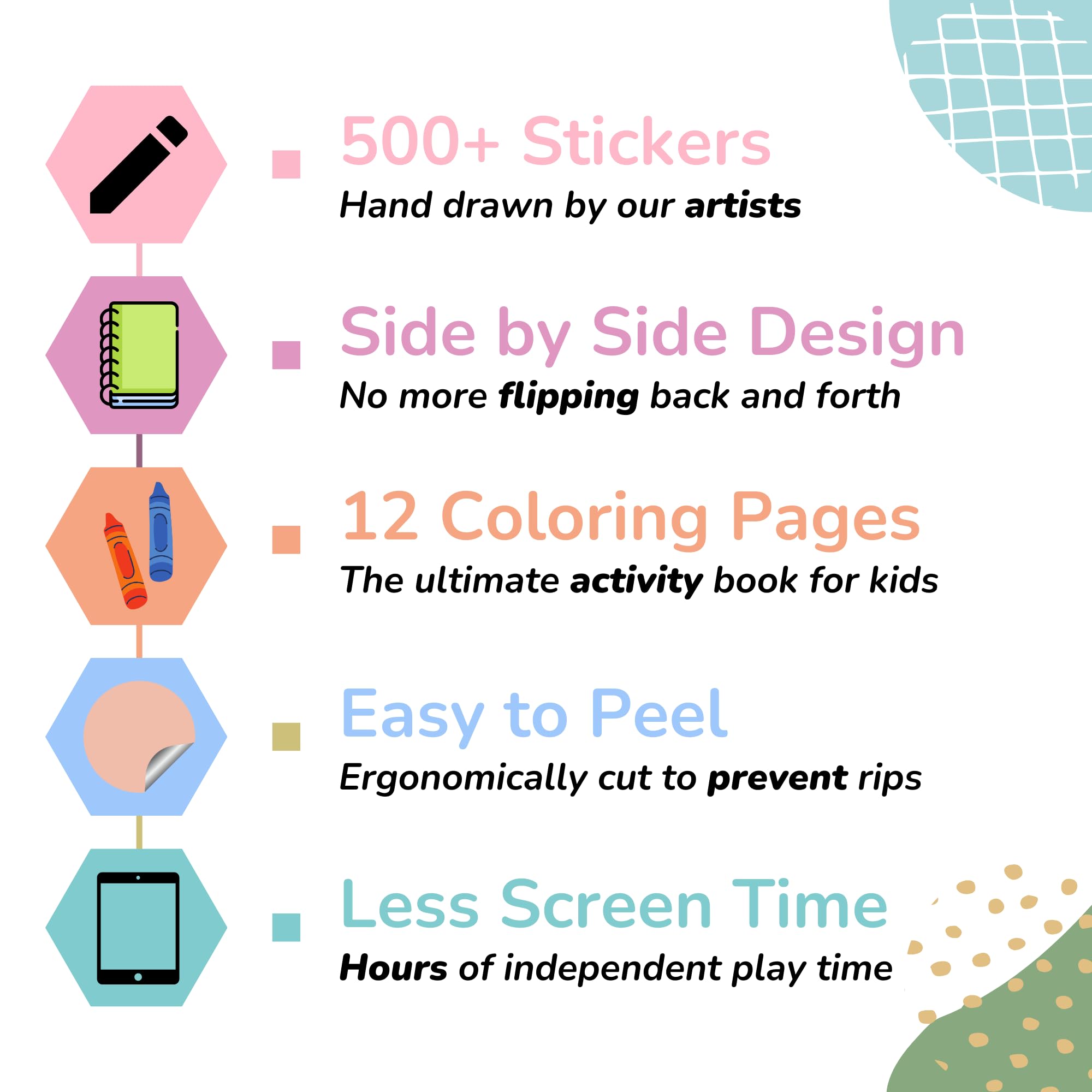 CUPKIN Sticker Book for Kids 2-4, 500+ Kids Stickers, Beach Day 12 Coloring Pages 12 Side by Side Scenes, Fun Toddler Travel Activity Coloring and Sticker Books for Children Ages 4-8 + 8-10