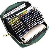 ANDOILT Genuine Leather Wallet for Women Men RFID Blocking Credit Card Holder Zipper Purse Cell Phone Handbag