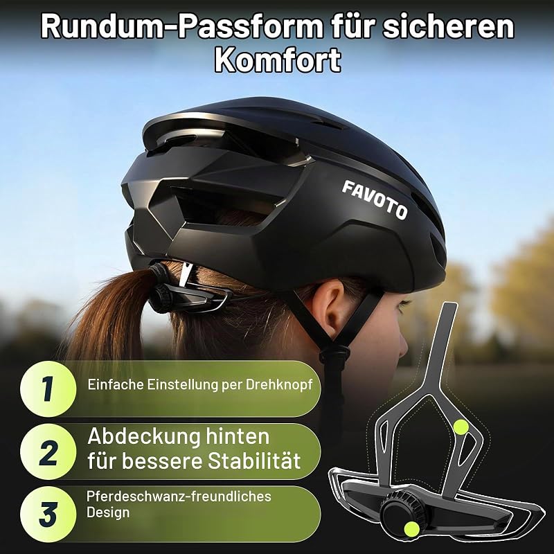Erwachsene Fahrradhelm Herren Damen – Leicht stabil und verstellbar aus EPS-Material mit 15 Belüftungsöffnungen Innenfutter abnehmbar L (59–61 cm) (Matt Schwarz, L(59-61cm))