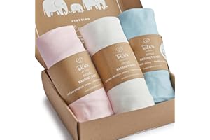 TotCare Bedside Sleeper Bassinet Sheets 35x20 for MiClassic, Milliard Bassinet and Large Bedside Sleepers - Buttery Soft, Premium Stretchy Jersey Knit Sheets - Sky + Pale Pink + Cloud, 3 Pack