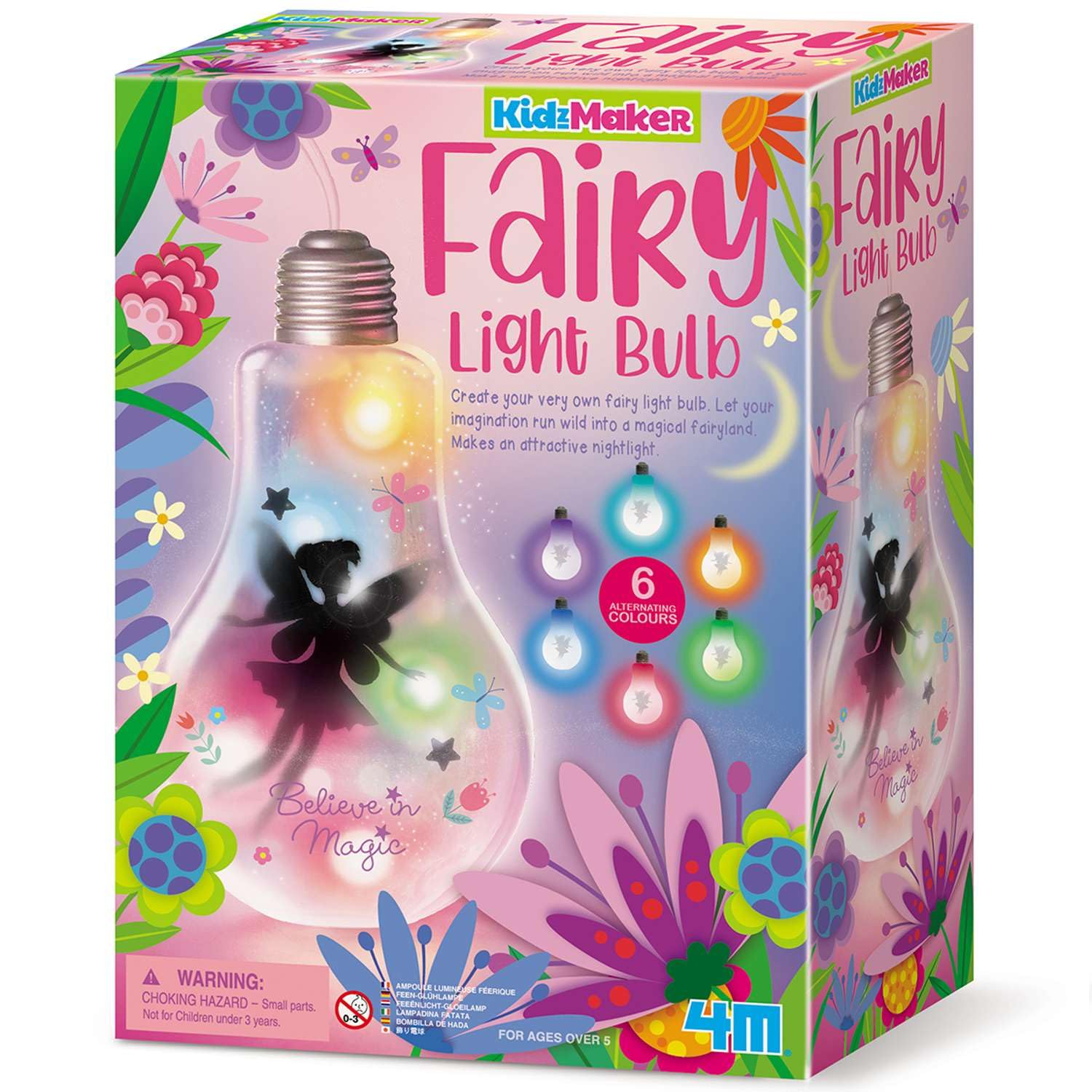 4M KidzMaker Fairy Light Bulb Kit | Creative Nightlight Craft Set with LED String Lights & Glitter | Fun STEM Art Activity Toy for Children | Night Light Gift for Kids Aged 5+ | Screen-Free Play