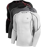 NELEUS Men's 3 Pack Dry Fit Long Sleeve Compression Shirts Workout Running Shirts