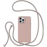 ZTOFERA Crossbody Case for iPhone 14 Pro Max with Lanyard Strap Adjustable Rope Liquid Silicone Soft Cover for iPhone 14 Pro Max 6.7 inch-Pink