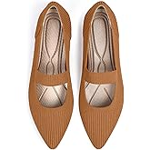TINGRISE Women's Flats Shoes Pointed Toe Knit Washable Ballet Comfortable Dressy Mary Jane Flat