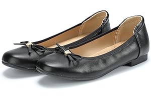 MUMUWU Women's Comfortable Ballet Flats Round Toe Flat Shoes for Women Bow Dressy Flats Shoes with Arch Support Insole