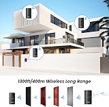 TECKNET Wireless Doorbell IP65 Waterproof Battery Powered 1300ft 60 Melodies view 2
