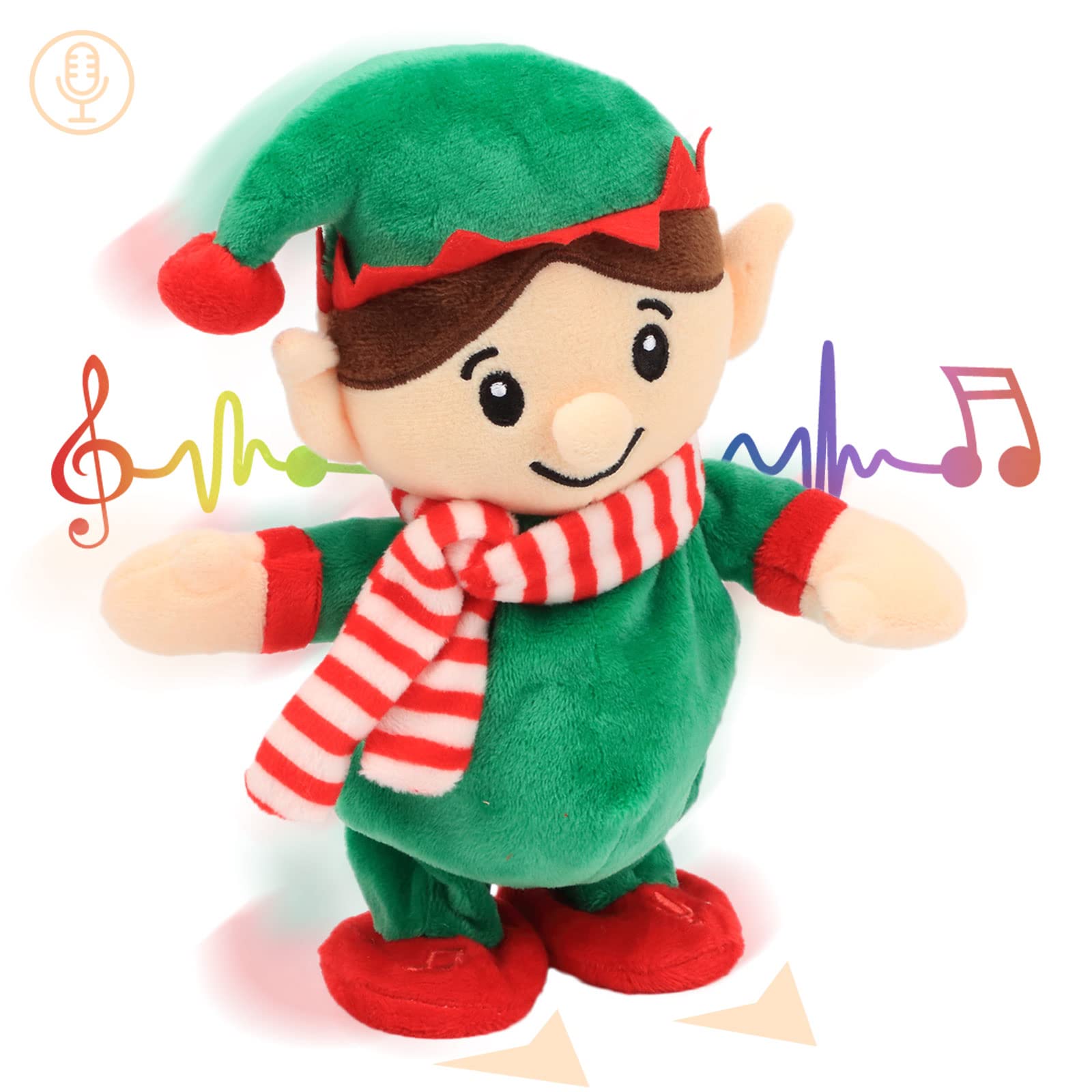Photo 1 of Hopearl Talking Singing Elf Repeats What You Say Walking Electric Interactive Animated Toy Speaking Plush Buddy Gift for Toddlers, Green, 8.5''