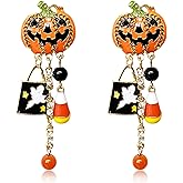 Halloween Earrings for Women Pumpkin Ghost Dangle Earrings Gothic Crystal Pumpkin Tassel Drop Earrings For Halloween Costume Accessories