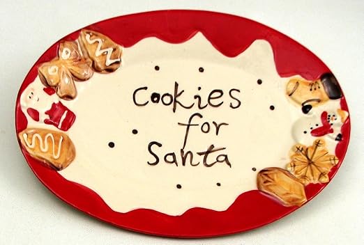 Amazon Com Christmas Cookie Plate Santa Party Serving Ceramic