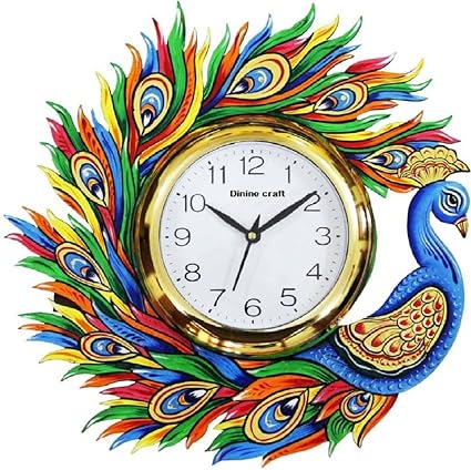 Dinine craft Wooden Wall Clock (Multicolour, 13x13 Inch)