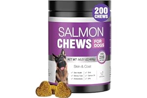TTLXBL Omega 3 Skin and Coat Supplement for Dogs 200 Chews Dog Fish Oil Supplements with EPA & DHA Fatty Acids Dry Skin Relief for Dogs Shedding Allergy Itching Promotes Heart Hip Joint Health Chicken Flavor