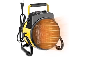 POOPLE 1500W Portable Garage Heater, Electric Outdoor Heater with Fast Heating & Overheat Protection, Patio and Greenhouse Space Heater for Indoor or Outdoor Use（Gold）