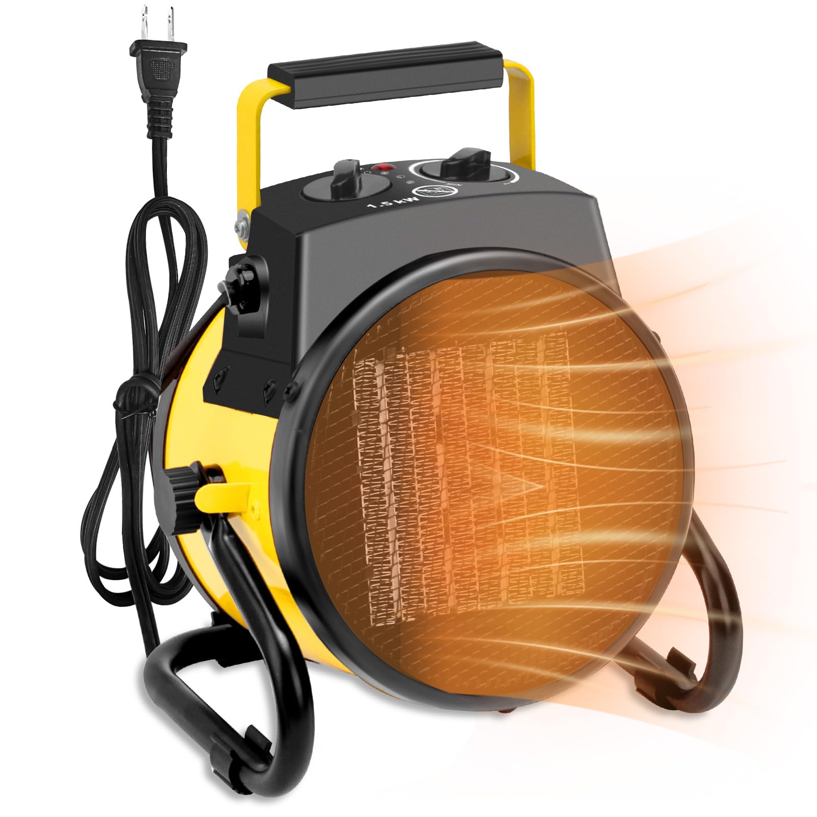 Photo 1 of 1500W Portable Garage Heater, Electric Outdoor Heater with Fast Heating & Overheat Protection, Patio and Greenhouse Space Heater for Indoor or Outdoor Use?Yellow?