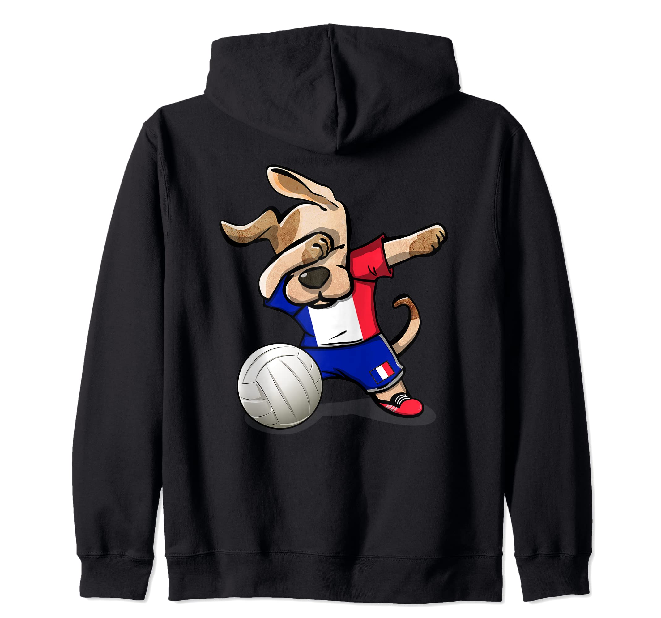 Funny Dabbing Dog Proud France Volleyball Lovers French Flag Zip Hoodie