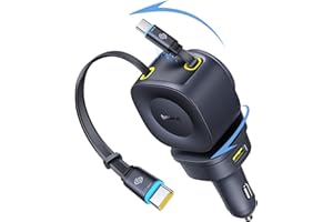 Baseus 163W Retractable Car Charger USB C Fast Charging, PrimeTrip VR2 Max 4 in 1 Fast Car Charger with Dual Retractable USB C Cable for iPhone 17 16 15 Pro Max, Samsung Galaxy S25 Ultra, Android