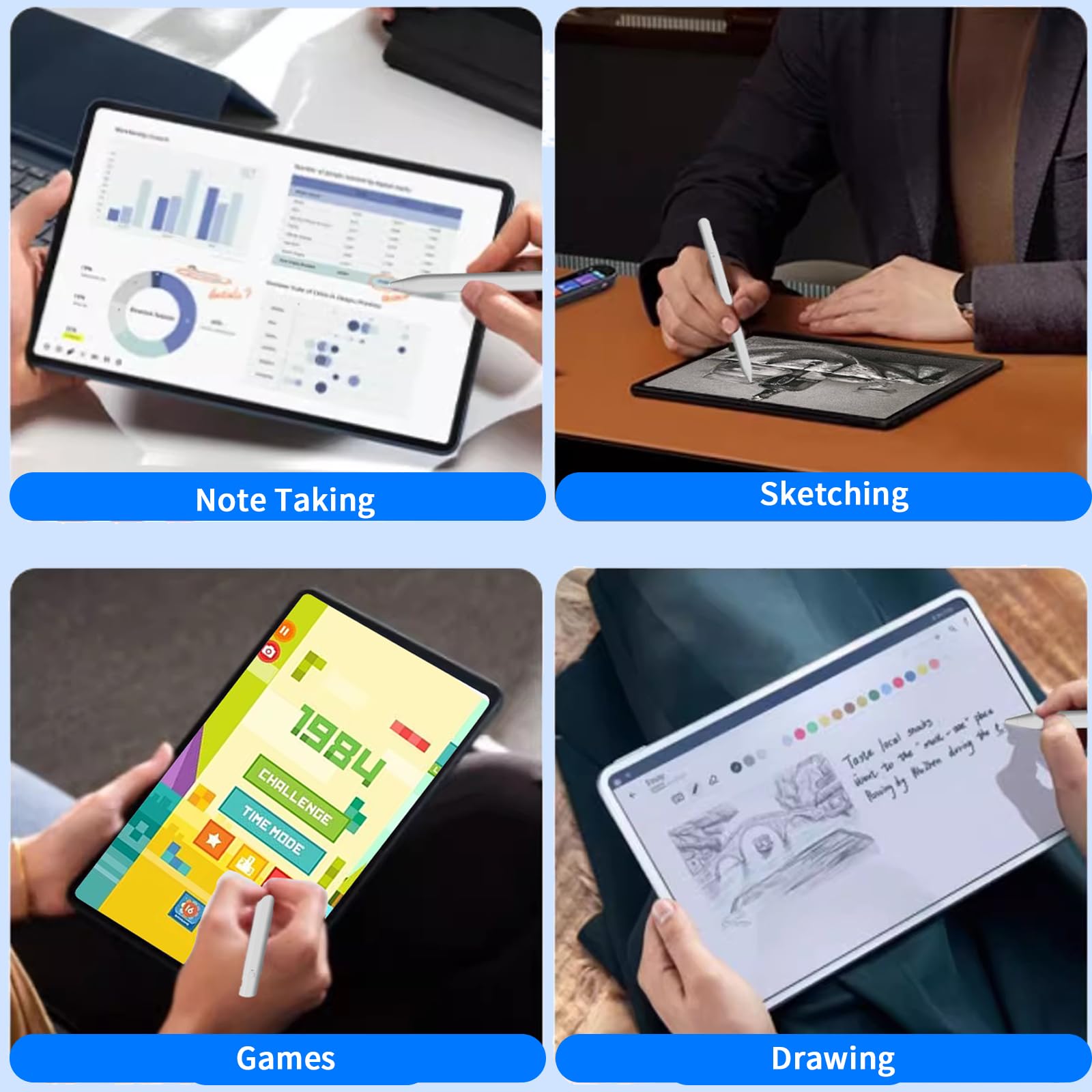 Stylus Pens for Touch Screens, Universal Fine Point iPad Pencil with Magnetic Adsorption Compatible with iPhone/iPad/Samsung/Android/Tablet & Other Touch Screens (White)
