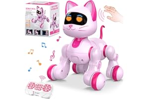 UIOPY Robot Cat Interactive Toys for Girls: Remote Control Electronic Pink Kitty Pets - Robotic Can Dancing Touch Programmable Mechanical Cat for Kids Age 4-9 Christmas/Birthday Surprise Gifts